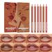 6-pack nude läppenna i trä med vattenfast naturlig matt linje som inte bleknar, set med läppstift för kvinnor_voghion.com