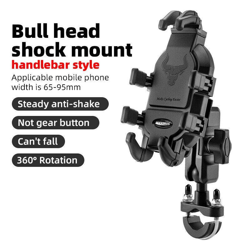 Supporto per telefono da moto ROCKBROS con assorbimento degli urti, regolabile a 360 gradi, per telefoni da 4,7 a 7,1 pollici_voghion.com