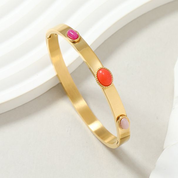 Wind-Edelstahlschmuck, schlichtes, elegantes, farbenfrohes Armband aus Titanstahl, Ring und lichtechtes Damenarmband_voghion.com