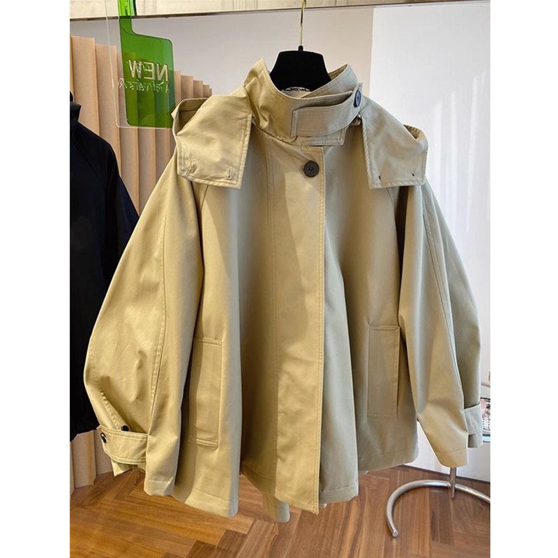 Elegante cappotto con cappuccio retrò da donna – Trench casual oversize dal design unico, perfetto per la primavera e l'autunno_voghion.com