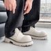 26ss Derby Men's Thick Sole Height Increasing British Style Low Top Work Boots Niche White Leather Shoes 32057_voghion.com