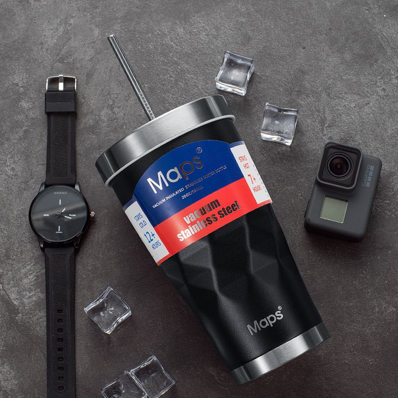 20oz beer cup ice cup car insulation cup diamond stainless steel straw drink cup_voghion.com
