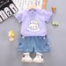 Süßes Jeansshorts-Set für Mädchen, süße Sommerkleidung, kurzärmliges Spitzen-T-Shirt, zweiteiliges Set für Kinder_voghion.com