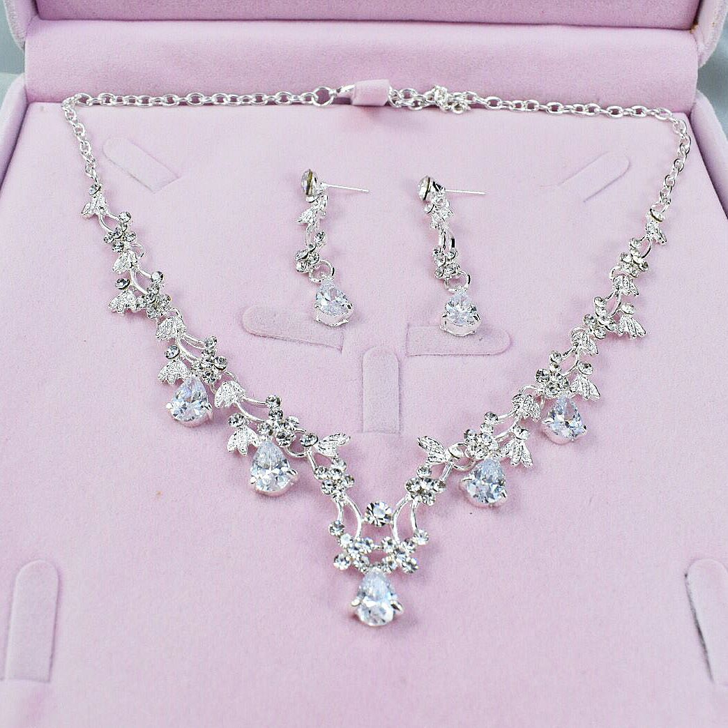 Koreańska retro biżuteria ślubna, naszyjnik w kształcie kropli, kolczyki, zestaw dwuczęściowy, korona ślubna, dodatki do sukni ślubnej_voghion.com