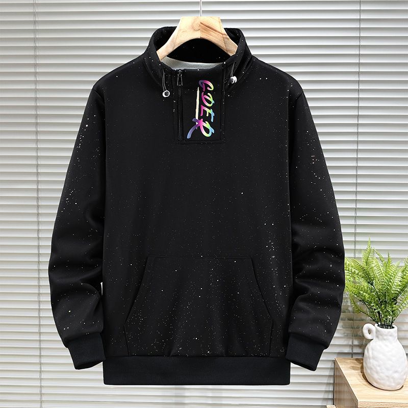 Herrenbekleidung große Größe Sternenhimmel Langarmpullover Herren Herbst neues High Street Design Stehkragen Top_voghion.com