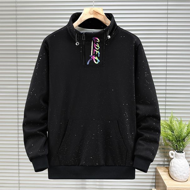 Herrenbekleidung große Größe Sternenhimmel Langarmpullover Herren Herbst neues High Street Design Stehkragen Top_voghion.com