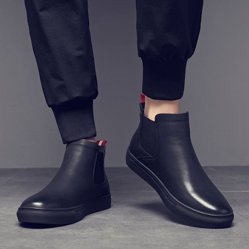 European Warm Series 2025 New Men's Short Genuine Leather Martin With Fleece Lining Warm Slip-On Fashion Boots For Autumn And Winter_voghion.com