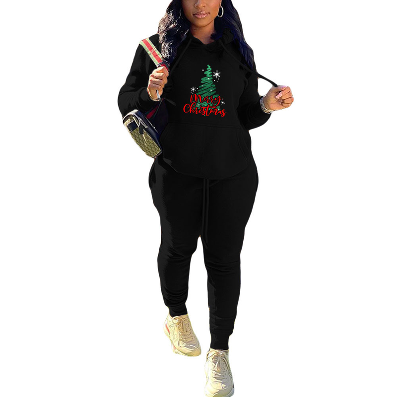 Abito casual a due pezzi con personalità natalizia, stampa casual alla moda da donna_voghion.com