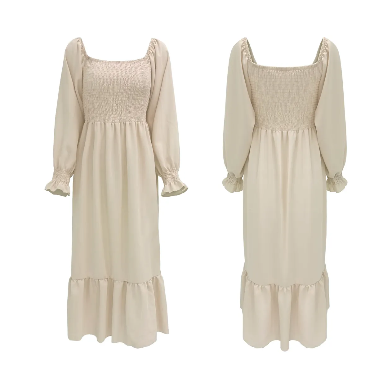 Vêtements pour femmes, pull à col carré, manches longues, à volants, taille haute, tempérament serré, robe de banlieue, automne et hiver_voghion.com