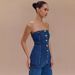Women's Denim Tube Top - Sleeveless Metal Button Corset Vest Sexy Stretch Crop Top For Spring & Summer_voghion.com