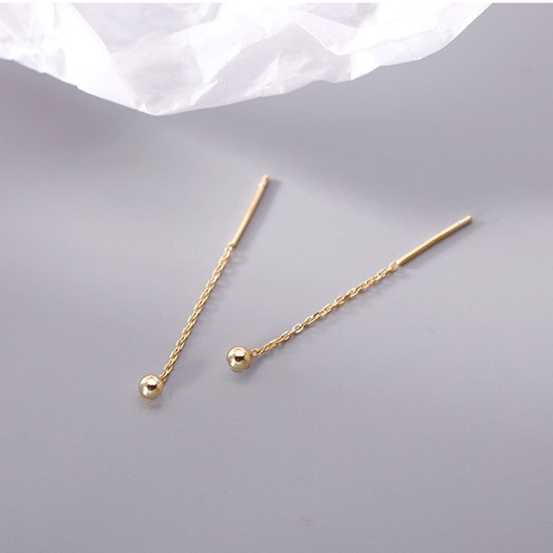 Boucles d'oreilles en argent avec petit fil de haricot, style minimaliste, élégant, célébrités d'Internet, simples, nouvelle collection 2021_voghion.com
