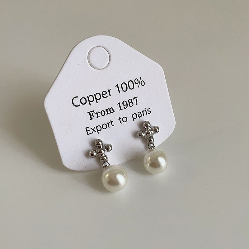 Ouyang Nana-Stil Kreuz Kleine Blume Perlenohrringe Für Frauen Nischenpersönlichkeit Trend Moskitospule Platte Nicht Durchbohrt_voghion.com