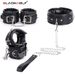 BLACKWOLF BDSM Set Collar Leash Restraints And Handcuffs Submissive Restraint_voghion.com