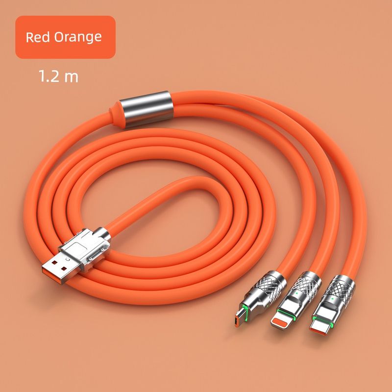 3 poros / pakuotė Naujas 100 W vilkimo greito įkrovimo duomenų kabelis trys viename su lengva blykste, skirta iPhone Huawei_voghion.com