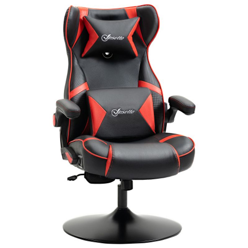Vinsetto Gamingstuhl Höhenverstellbar Mit Wippfunktion Ergonomisch, Lautsprecher, Lenden- Und Nackenstütze Aus Kunstleder_voghion.com