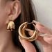 Creative Exaggerated C-Shaped Geometric Large Hoop Ear Clips For Women Metallic Mirror Simple Earrings_voghion.com