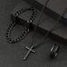 Hip hop Cuban chain cross necklace bracelet ring 3 piece set_voghion.com