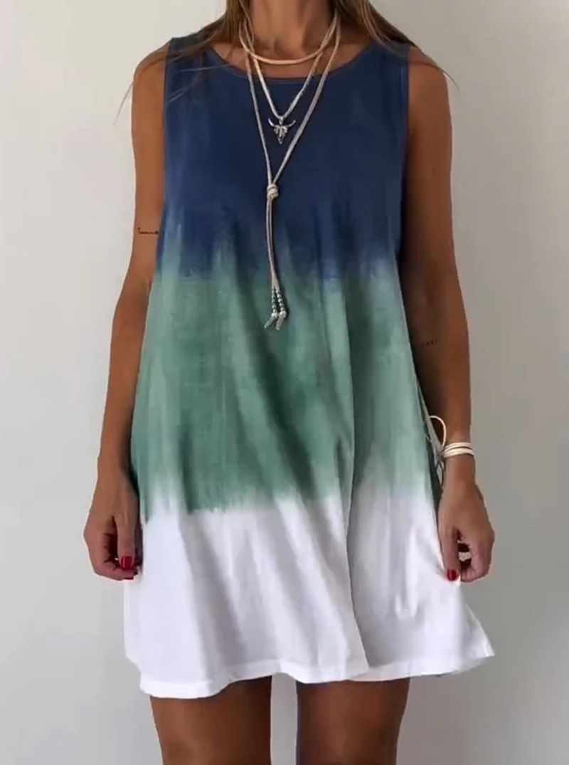 Women's clothing station women's clothing new Internet celebrity ins2024 summer new tie-dye printed sleeveless loose dress_voghion.com