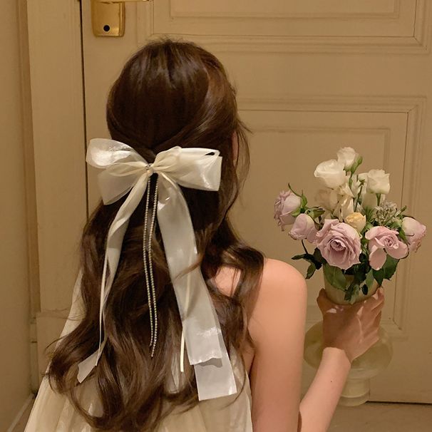 Weiße Schleife Haar-Accessoire für die Rückseite der Frauen Köpfe Top Haarspange Haar-Accessoires_voghion.com