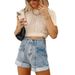 Women's Clothing Spring And Summer New Casual Fashion Style Solid Color Washed High Waist Denim Shorts_voghion.com