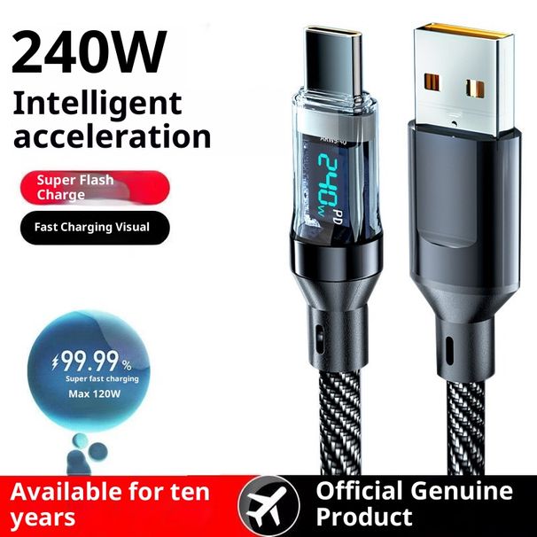 Digitex Extended Smart PD Digital Display Data Compatible With Huawei Xiaomi 15 Honor 120W Super Fast Charging Cable_voghion.com