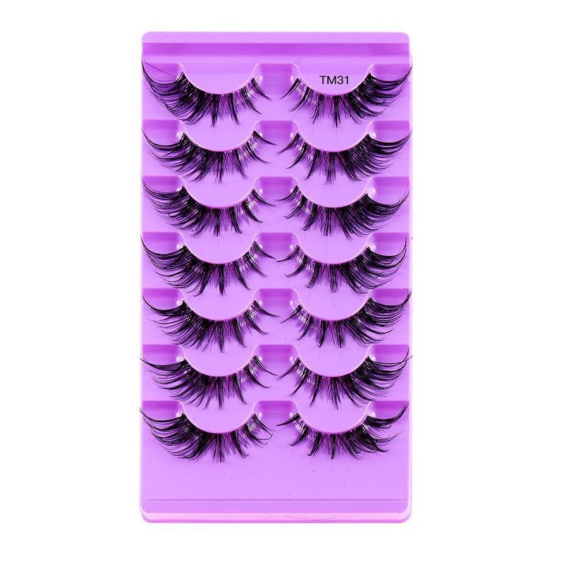 Lash extension set 7 Pairs of small Devil false eyelashes Clear fine stem cluster comic eyelashes Sun Flower Fairy false eyelashes_voghion.com
