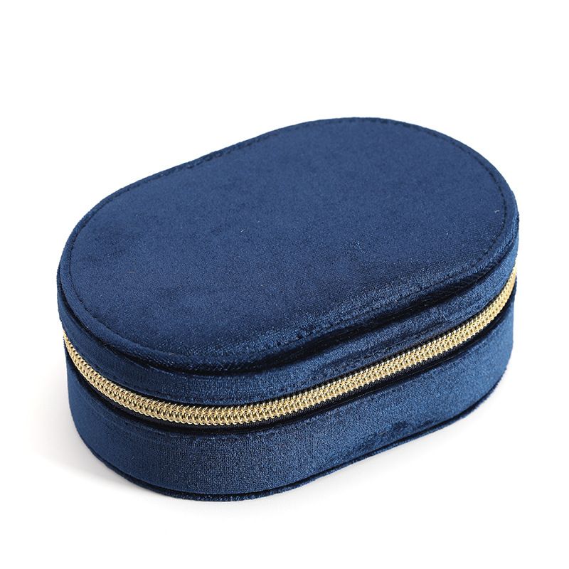 Oval Velvet Jewelry Box - Vintage Single Layer Storage Case For Rings, Necklaces & Earrings (Elegant, Minimalist Design)​​_voghion.com