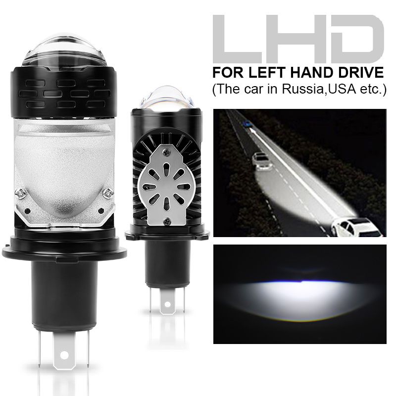 2Pcs Projector Lens Car Headlight Bulbs 300W Canbus Turbo 6000K H4 Hi/low Beam Fog Light LED Diode Plug&Play 12V LHD_voghion.com