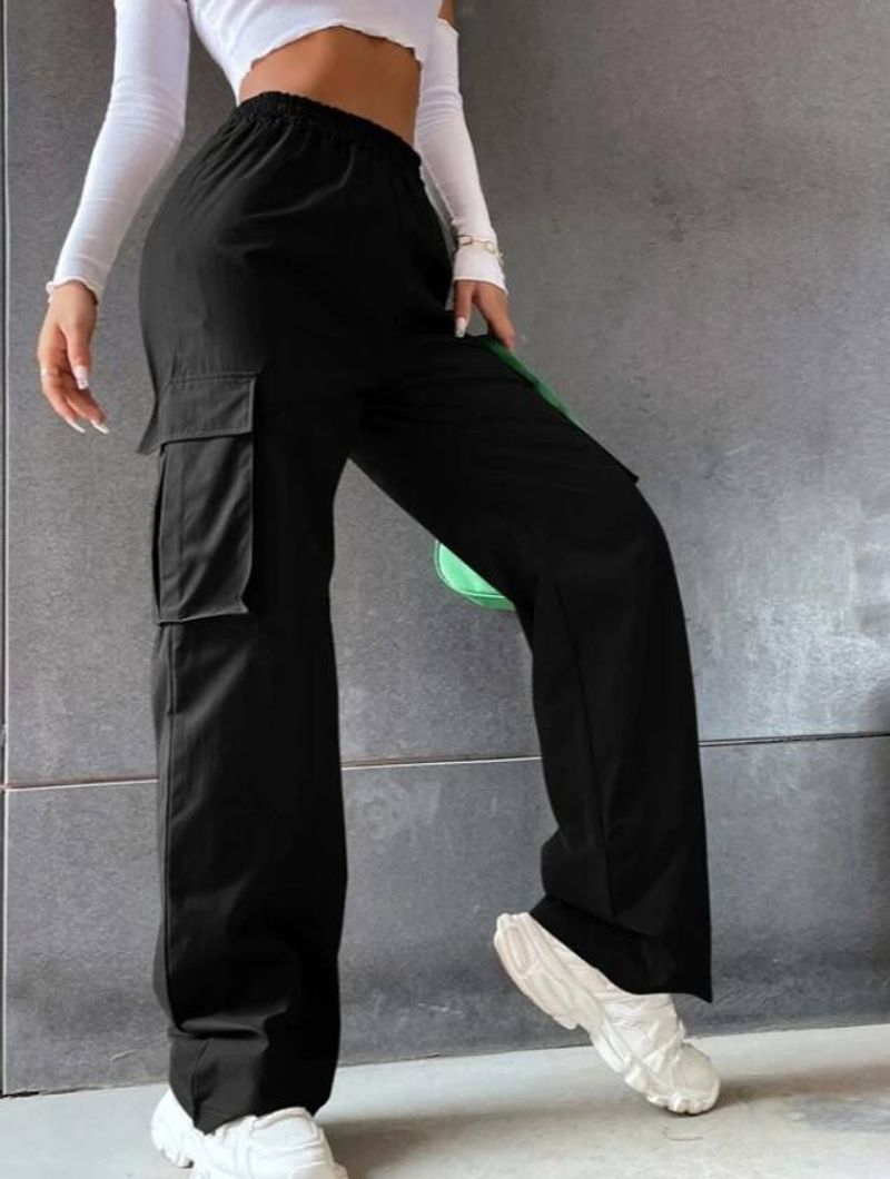 Fashion Women Baggy Joggers Pants Casual Communte Female Chic Straight Cargo Pant Elastic High Waist Elegant Oversized Trousers_voghion.com