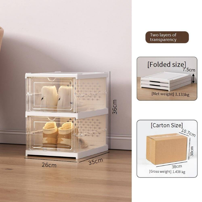 Shoe Cabinet Free Installation And Folding Transparent Folding Shoe Rack Plastic Shoe Box Storage Shoe Space Saving Storage Box Cross Border Factory_voghion.com
