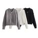 Women's Retro Knit Cardigan Pilot Jacket Stylish Casual Outerwear For Fall, Streetwear Vintage Coat With Comfortable Polyester Fabric (Grey, XS/S/M/L)_voghion.com