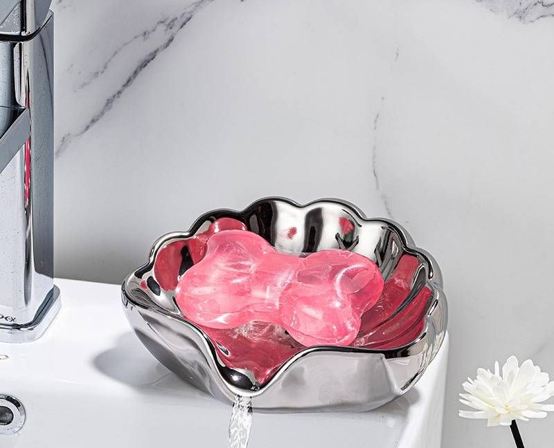 Ceramic Seashell Soap Dish, Creative Bathroom Drain Soap Box, Toilet Sink, High End Luxury Soap Holder_voghion.com