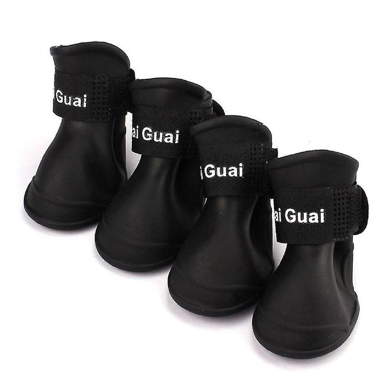 4 Pieces Dog Rain Boots Waterproof Shoes Accessories Pet Dog Medium Size (black, L)_voghion.com
