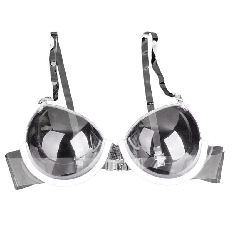 Weizhifu Transparent Plastic 3/4 Cup Clear Strap Invisible Bra Women\'s Sexy Underwear_voghion.com