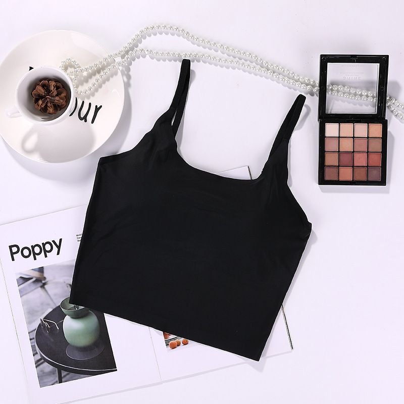 Ice silk seamless camisole vest underwear summer wear, wrapped around the chest as a base, anti glare, breathable and_voghion.com