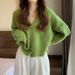 Korean-Style Oversized Cardigan Sweater – Soft V-Neck Button Front Open Knit, Cozy Loose Fit, Casual Chic_voghion.com