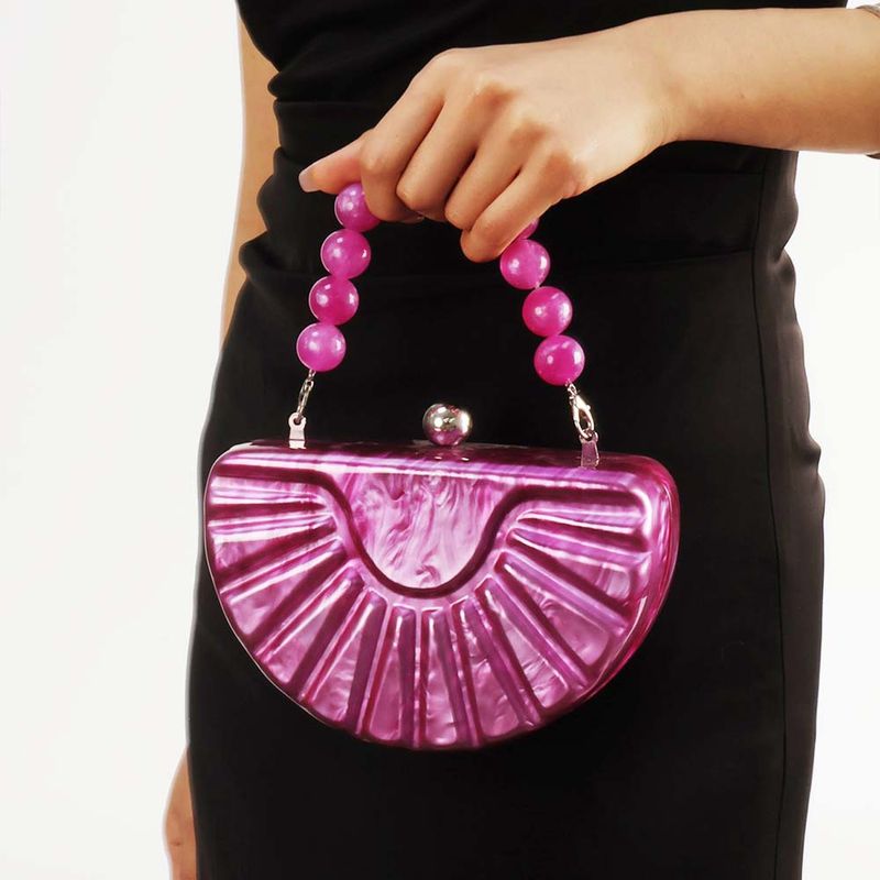 Damenhandtasche, Spleißfarbe, diagonale Tasche, halbrunde Acryltasche, modische Clutch für Hochzeiten und Abendessen_voghion.com