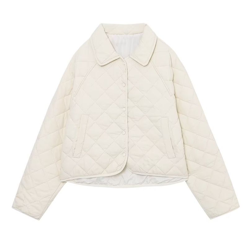 Women's clothing 2024 autumn and winter new fashion solid color short cotton shirt jacket_voghion.com