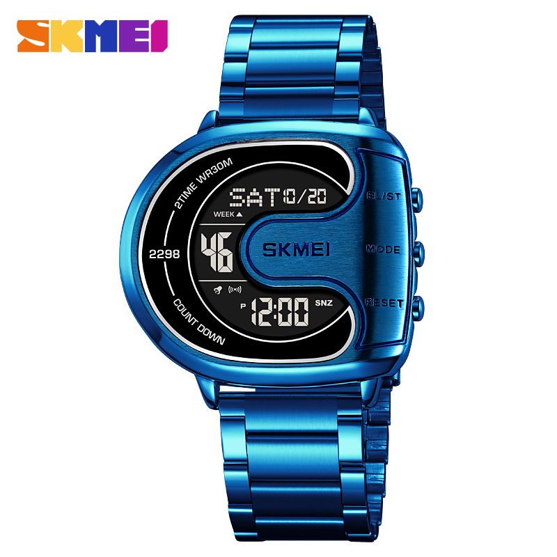 SKMEI Orologio sportivo digitale da uomo con cronometro e display retroilluminato in acciaio inossidabile, impermeabile, con data e allarme, orologio da polso Reloj Hombre_voghion.com