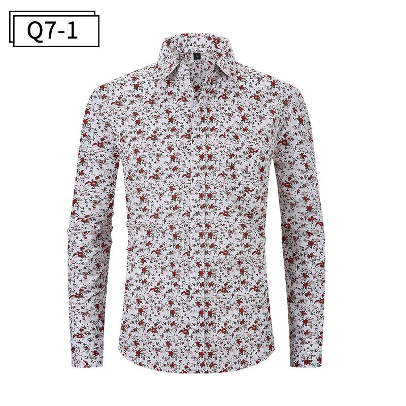 Herrenbekleidung Blumenhemd mit lockerem Aufdruck für Herren. Langärmliges Hemd mit Reversaufdruck für Herren_voghion.com