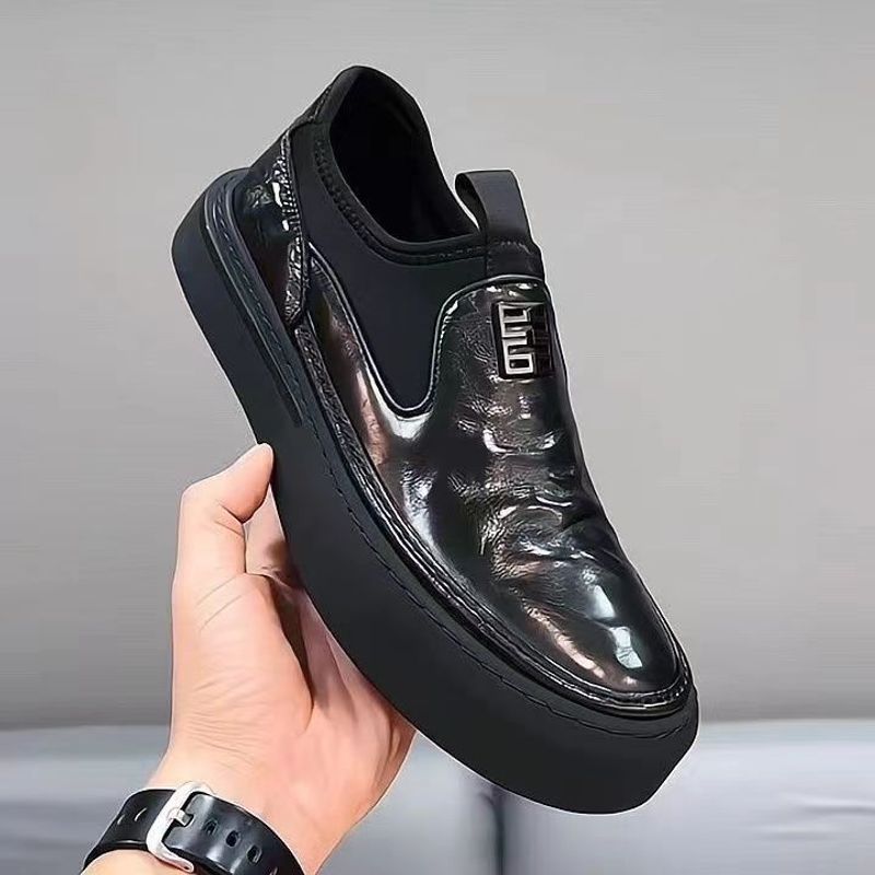 Le Fu 2025 Spring New Collection Men's Thick Soled Leather British Style Height Raising Round Head One Step Lazy Shoes_voghion.com