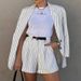 Women's Clothing Autumn Fashion Temperament Striped Long Sleeved Suit Shorts Two Piece Suit_voghion.com