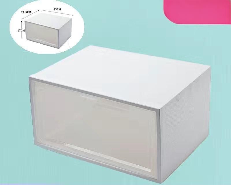 Family Organizer Clear Stackable Shoe Box Thick Plastic Drawer Style Storage Box With Sliding Door Space Saving Shoe Organizer For Closet_voghion.com
