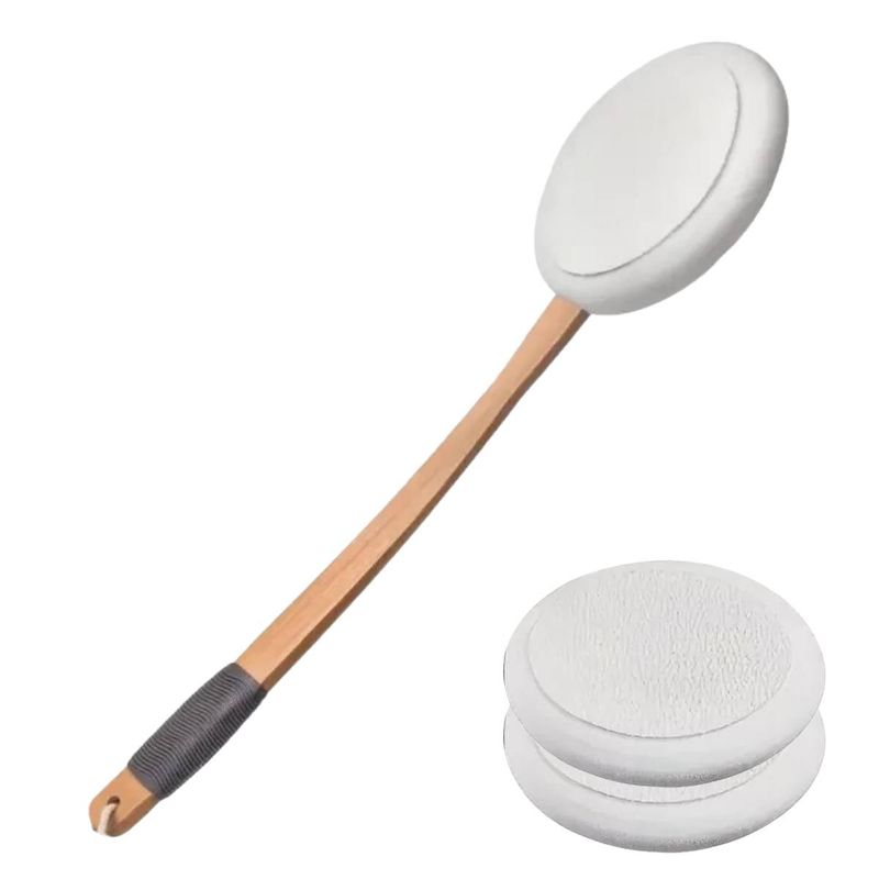 Verbesserte Sicherheit Anti-Rutsch-Badebürsten-Set Schwamm Dusche Körperwäscher Austauschbare Lotion Creme Applikator Rückenbürste für_voghion.com