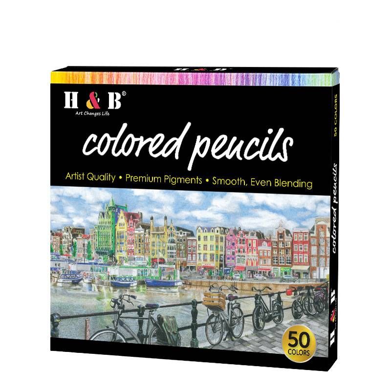 H&B 50/72 Colors Wooden Oil-Based Colored Pencils Set For Drawing, Sketching, And Art Supplies – Vibrant & Smooth Pigments_voghion.com