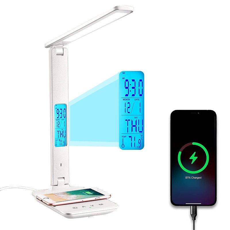 Foreign Trade Smart Phone Wireless Charging Desk High End Desk Lamp Student Special Eye Protection LED Display Desk Lamp_voghion.com