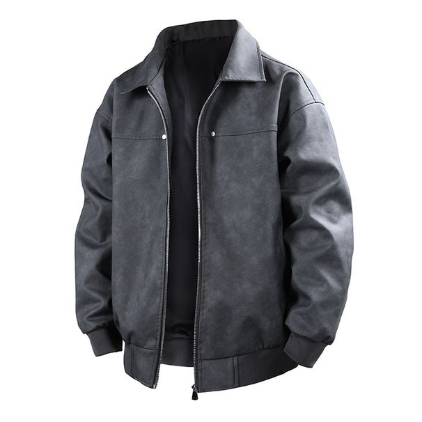 Men’s Vintage Corduroy Leather Jacket – Slim Fit Retro Bomber With Stand Collar & Zippered Pockets (Black/Beige/Brown, M-3XL)_voghion.com