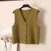 Nieuw gebreid vest klein tanktopje dames V-hals losse korte westerse lente- en herfststijl mode schouder_voghion.com
