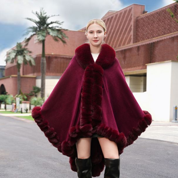 Women's Shawls Temperament Solid Color Shawl Cape Large Size Knitted Warm Cardigan Cheongsam Versatile Wool Cape_voghion.com