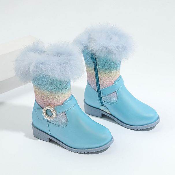 Scarpe per bambini Stivali da principessa arcobaleno Stivali da neve caldi in peluche autunnali e invernali Stivali da bambina_voghion.com